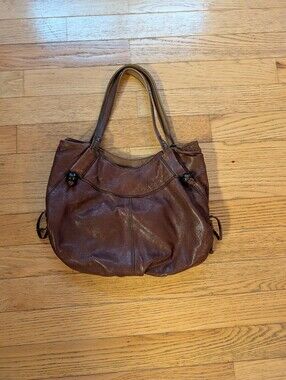 Vintage Y2K 2000s Lucky Brand Chestnut Brown Leather Hobo Bag Slouchy Boho Vtg